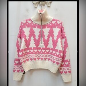 Jessica Simpson Pink and Cream Turtleneck Sweater